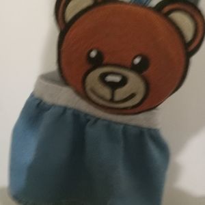 Toddler bear patch denim skirt!